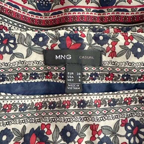 MNG Mango Multicolored Floral Lined Zipped Belted Tie Sarong Skirt - US 6 - Picture 5 of 5